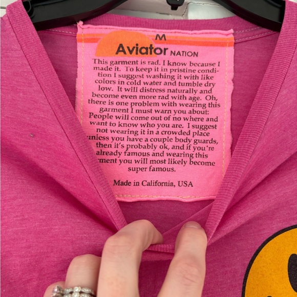 Aviator Nation Smiley Face Long Sleeve Boyfriend Tee 150th Anniversary Ltd Ed - Picture 4 of 5